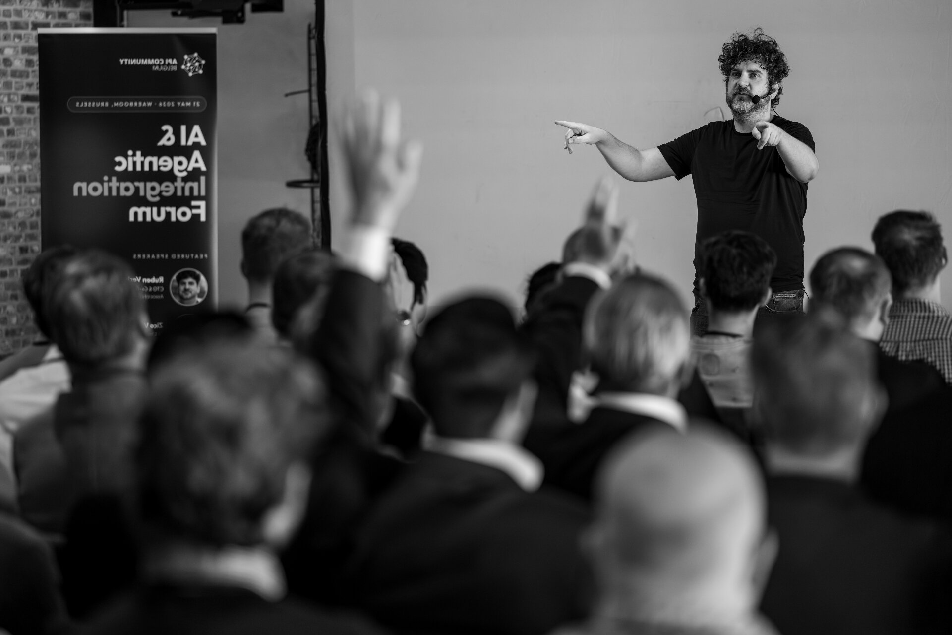 API Community Belgium speaker engaging the audience